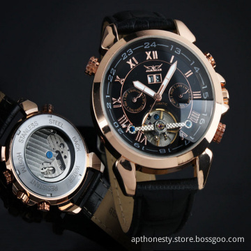 Men Leather Strap Automatic Mechanical Tourbillion Watch with Calendar (APT-M015)